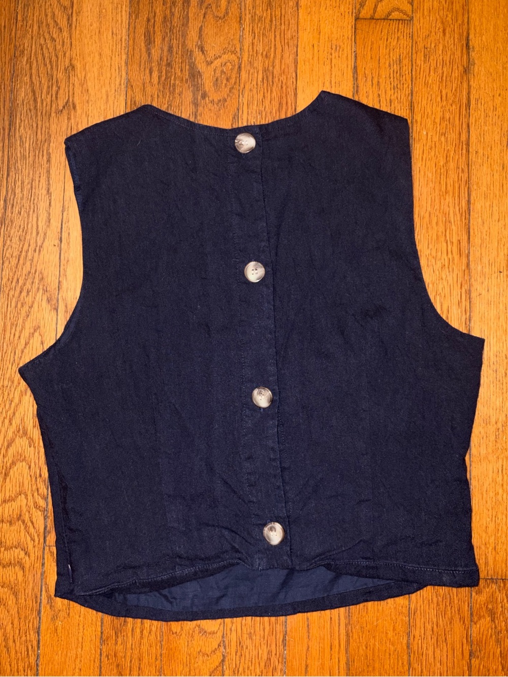 Antonio Melani Reversible Button Back Linen Blend Top